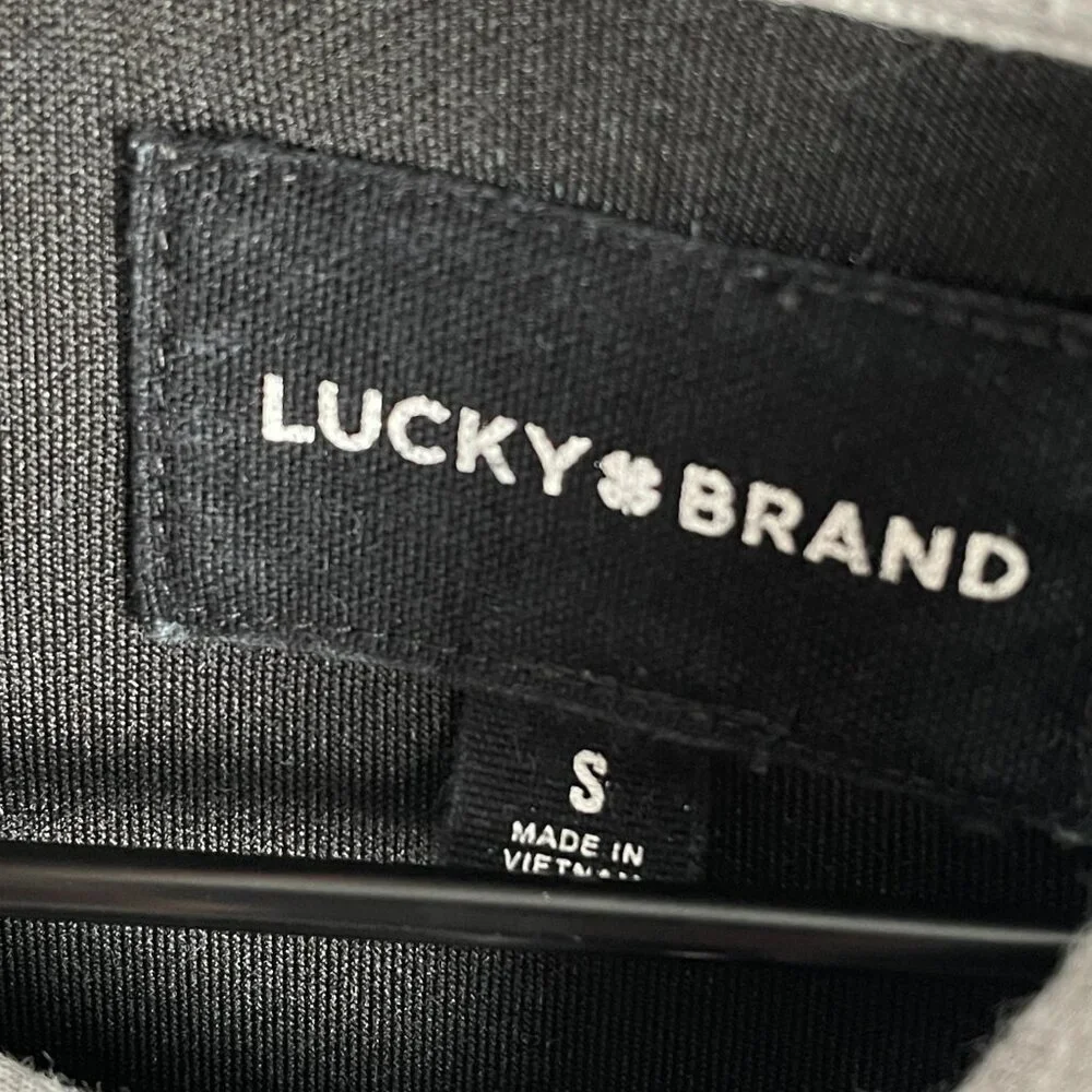 Lucky Brand LUCKY Zip Hoodie Women’s S Gray Full Zip Embossed Logo Soft Stretch